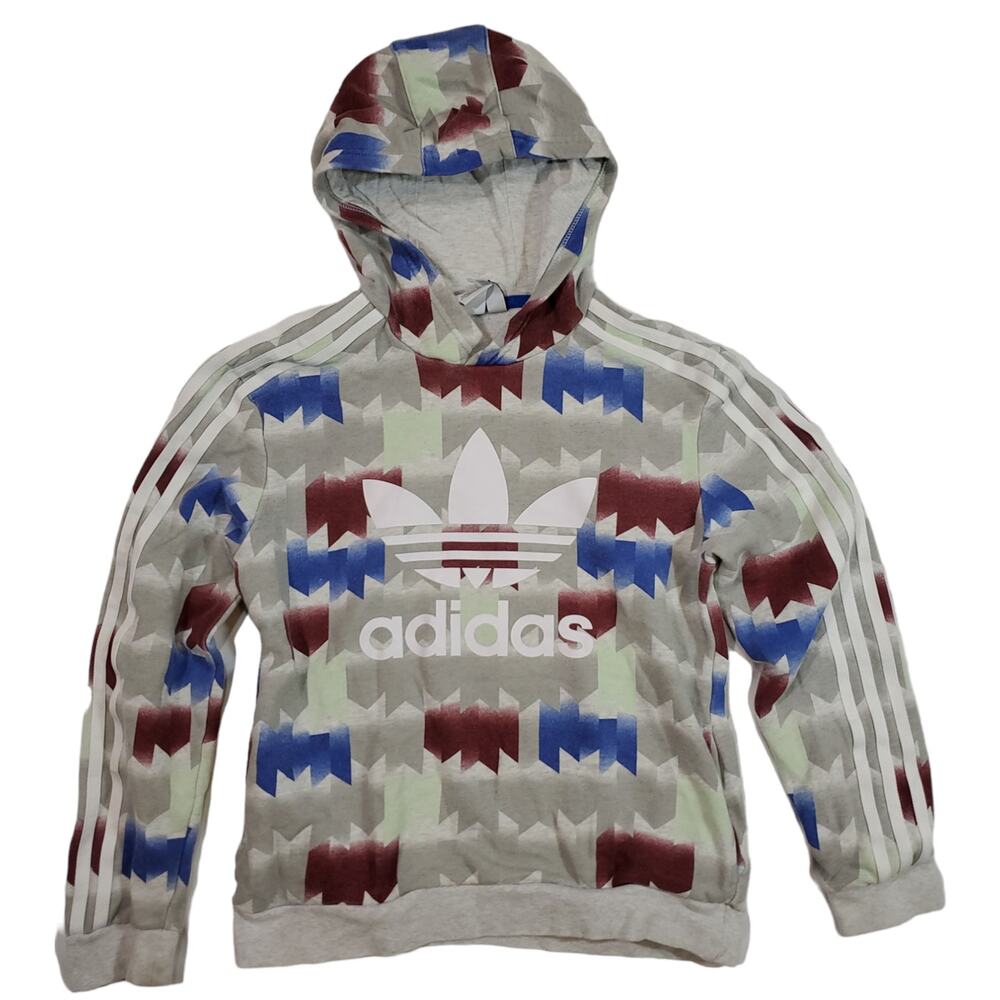 Adidas | Abstract Patterned Pullover Hoodie with Pockets | Size Medium